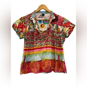 Boho Hippie Chic Puff Sleeve Mock Collar Top